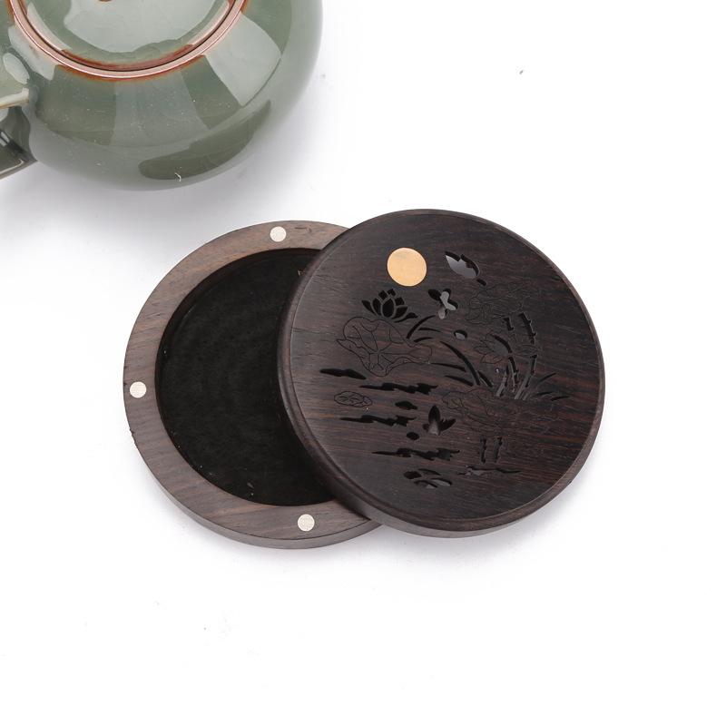 8.4cm Ebony Disc Incense Box Incense Burner DIY Zen Lying Incense Box Decoration Household Indoor Incense Burner To Purify Air