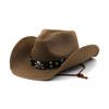 Stile Etnico Cappello da Cowboy Estivo Protezione Solare Intreccio di Paglia Cappello Western Protezione Solare