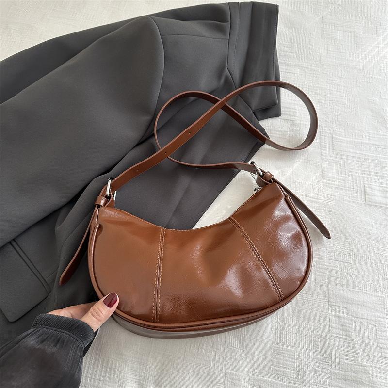 Women Bag Fashion Crossbody Shoulder Bag Vintage Dumpling Hobo Armpit Bag PU Leather Messenger Bag for Daily Use