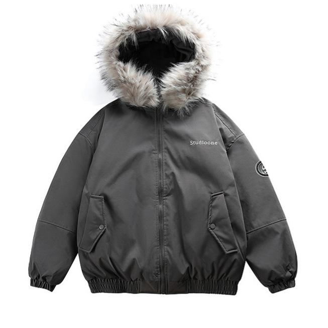 Parka de iarnă pentru bărbați, stil retro american, cu guler și glugă din blană - Groasă, de înaltă calitate, design versatil pentru cupluri