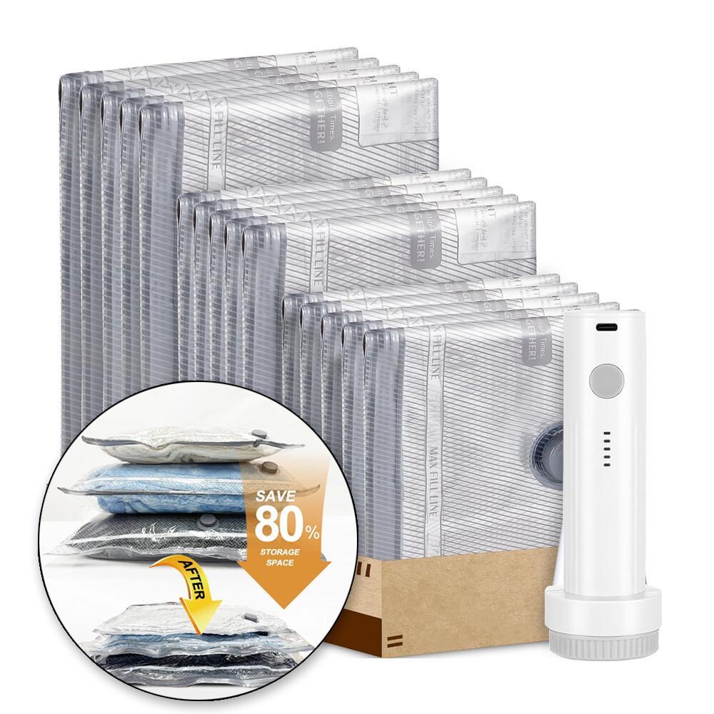 Vacuum Storage Bags with Electric Pump Valve Space Saver Compression Sealed Organizer for Clothes Wardrobe Travel Luggage Reusable Large Capacity