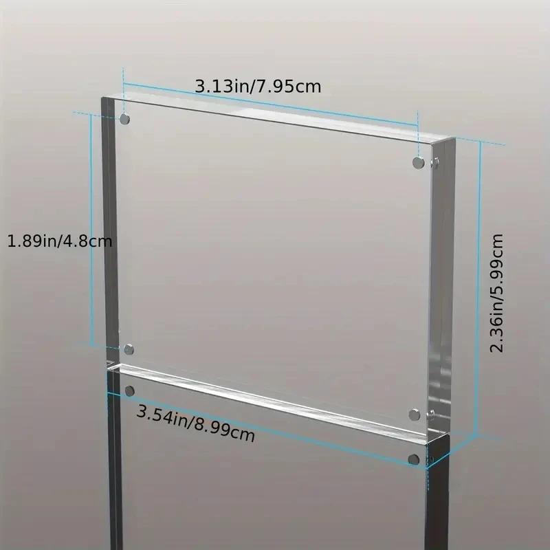 

Acrylic Picture Frames, 0.8In Thicker Frameless Clear Frame Double Sided Magnetic Frame, Desktop Display Stand Acrylic Frames