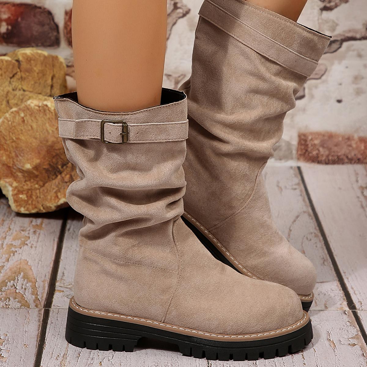 

High Boots Woman Shoes Winter Footwear Outdoor Mid-calf Platform Plus Size Elegant Comfortable Chunky Heel New in Designer Offer 36