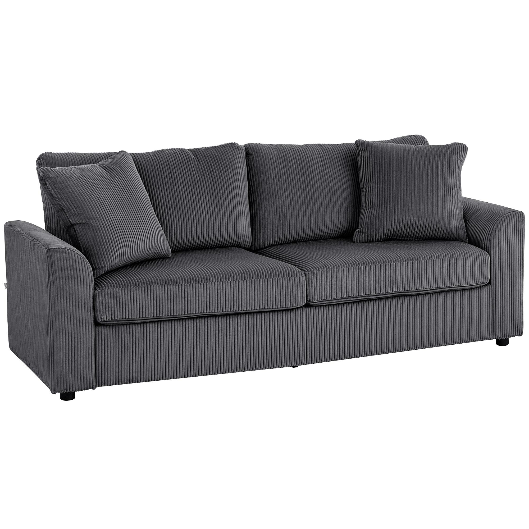 3-Seater Sofa with Decorative Cushions, Corduroy