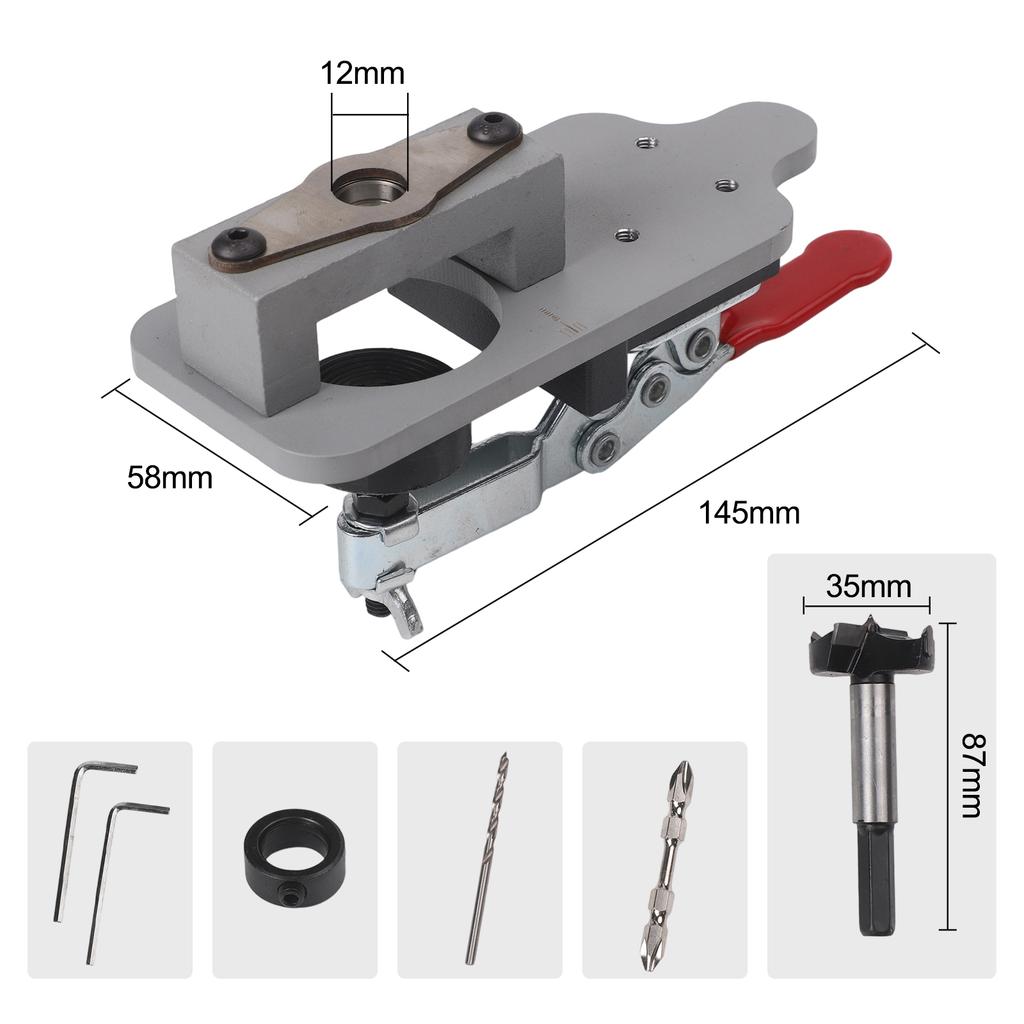 1 Set Woodworking Hinge Hole Locator 35MM Aluminum Alloy Hinge Puncher Wood Locator Hinge Boring Jig Drilling Guide Locator