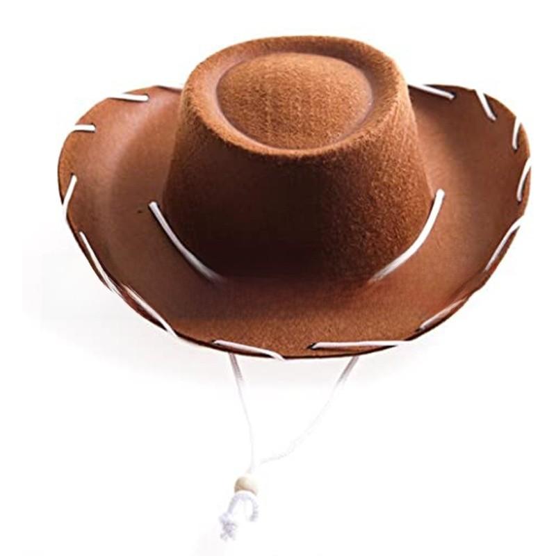 Kids Cowboy Hat With Rope Detail Fabric Costume Prop For Festive Celebrations And Play