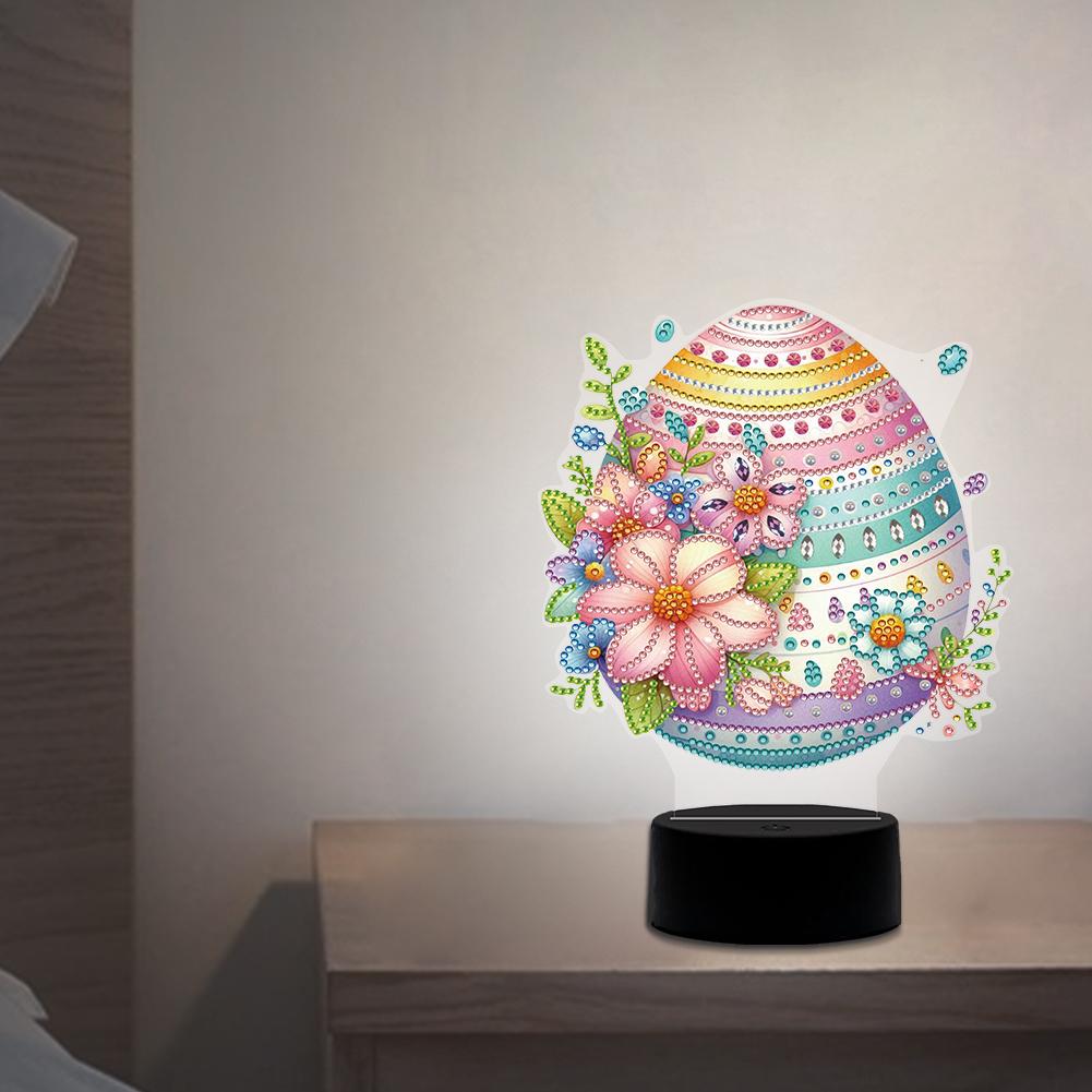 Acryl Blume Ei Diamond Art Licht Ornamente Doppelseitig 5D DIY Diamanten Lampe Strasssteine Nachtlampe 2025 Ostern Kreatives Geschenk