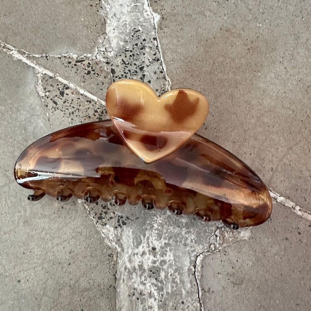 Heart Hair Claw Clips Leopard Print Large Hair Claw Retro Geometric Barrettes Headwear