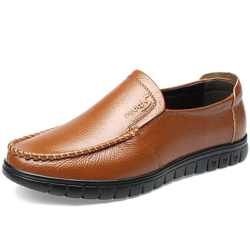 The First Layer of Cowhide Men's Versatile Breathable Casual Leather Shoes Business Trend Leather Shoes One Pedal New