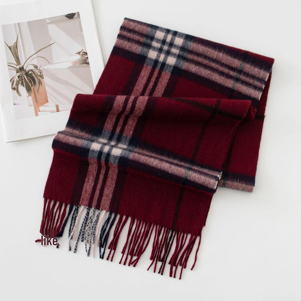 Korean Style Premium Women's Wool Scarf - Autumn/Winter British Plaid Shawl