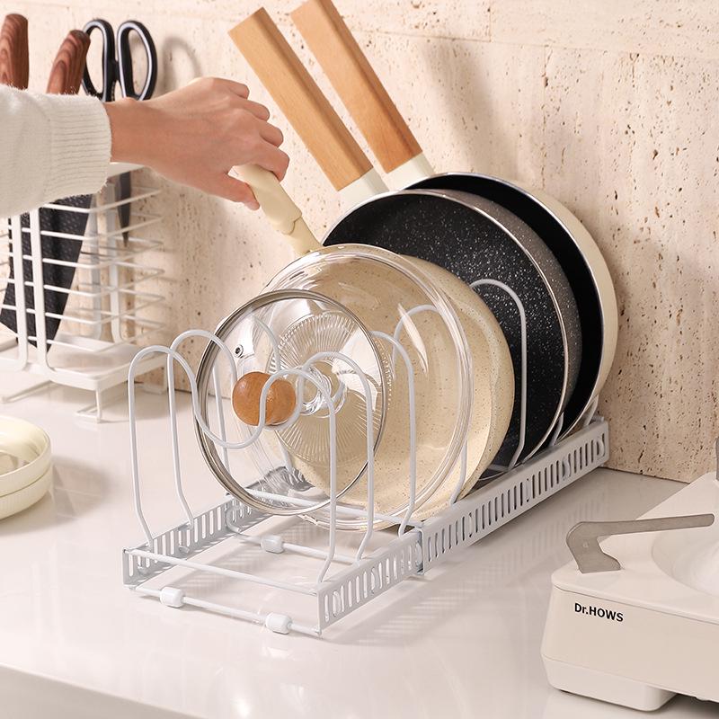 Retractable Pot Lid Rack for Kitchen Countertop Storage