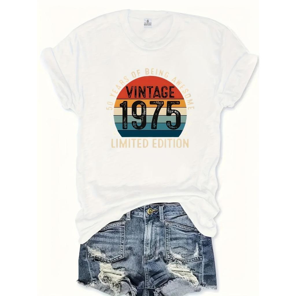 Women's T-shirt casual round neck short sleeved top regular length letter printed T-shirt