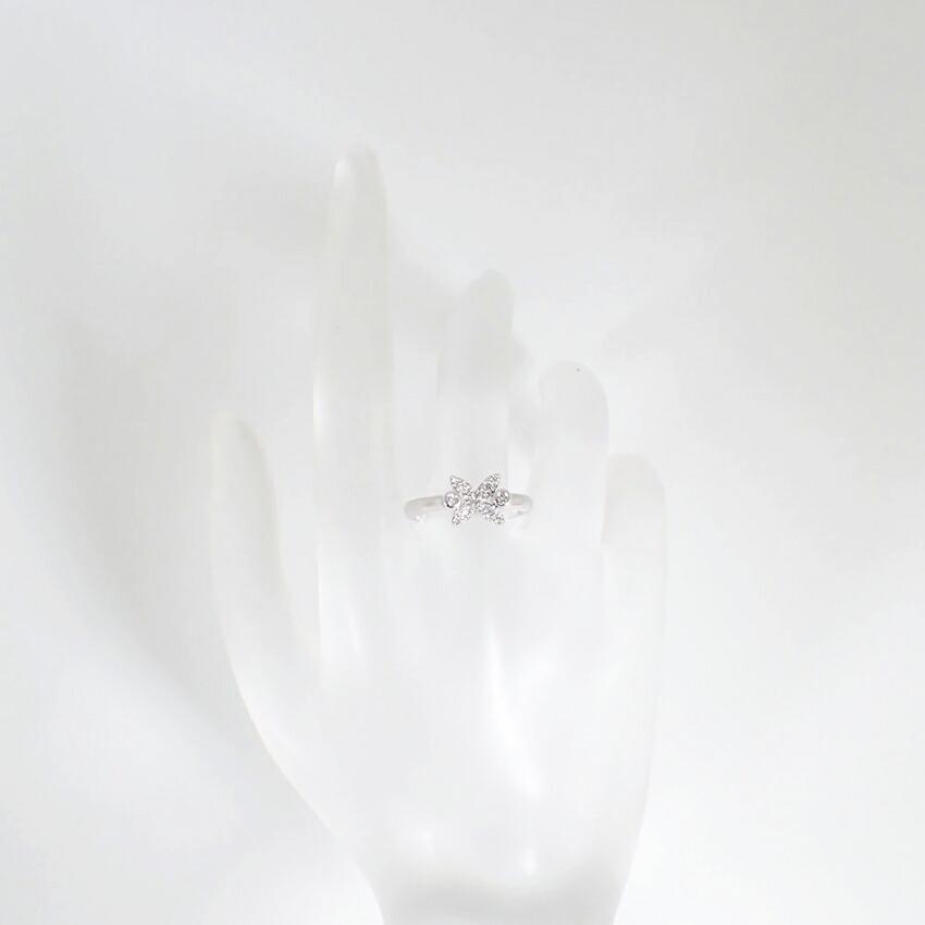 [Used] K18WG diamond/0.18ct flower ring size 10.5 [g362-52]