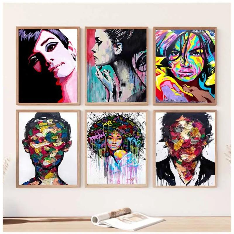 for Living room Home Decor no frame Wall Art Pictures Colorful Charming Girl Canvas Painting Prints Decoration