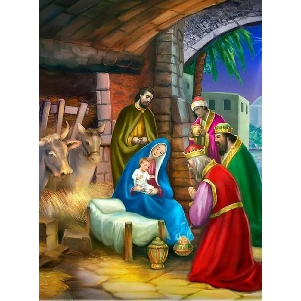 

Disney Diamond Painting, Nativity Theme Religious Painting Mosaic Craft Hobby DIY Gift Home Decoration Embroidery Round 20x30cm