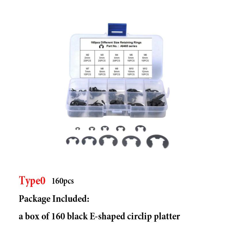 70–600 Stück 3–19 mm Sicherungsring-Sortiment-Set, schwarzer Sicherungsring-Satz und 304 Edelstahl-Kohlenstoffstahl