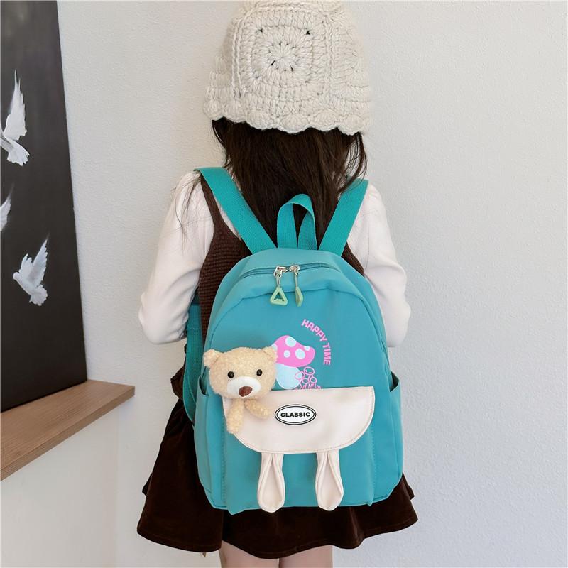 Cute Bear Pattern Kids Backpack For Preschool Durable Nylon With Padded Straps