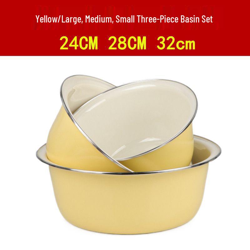 Vintage-Style High-Grade Colorful Enamel Basin: Ideal for Kitchen, Dough Kneading, or Vegetable Washing.