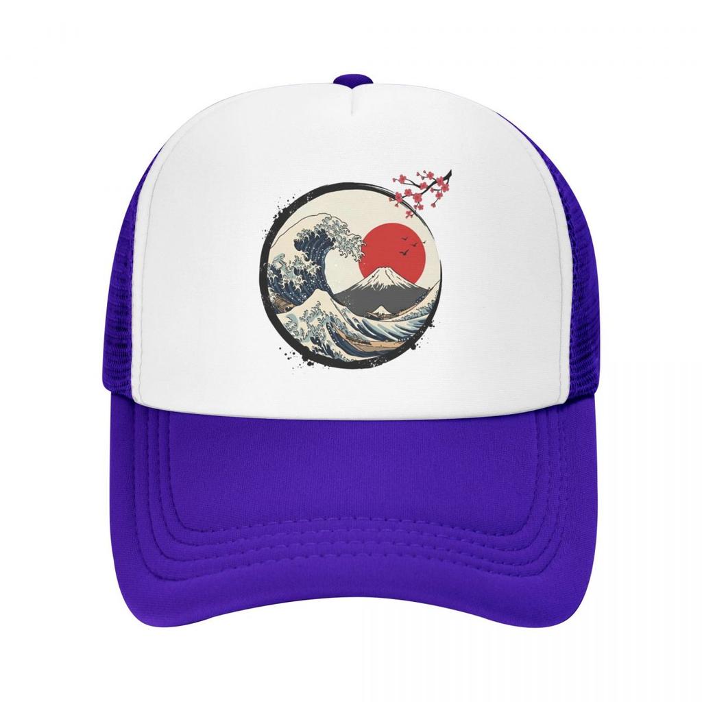 Japanische Wellen Hokusai Trendige Baseballkappen Netzmützen Verstellbare Mode Unisex Damenkappen