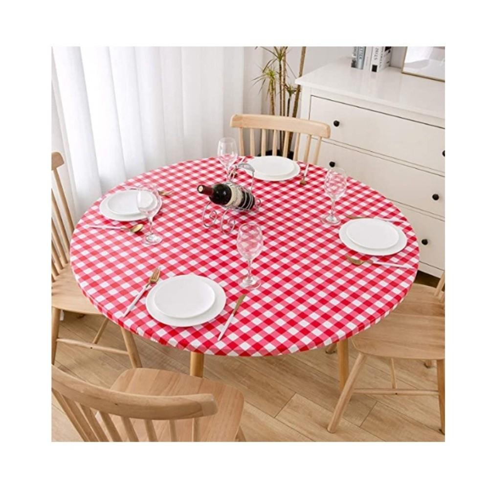 40-44 In PVC Tablecloths Wood Grain Elastic Waterproof Table Covers Oil Proof Dirt Resistant Small Round Tablecloth Thanksgiving