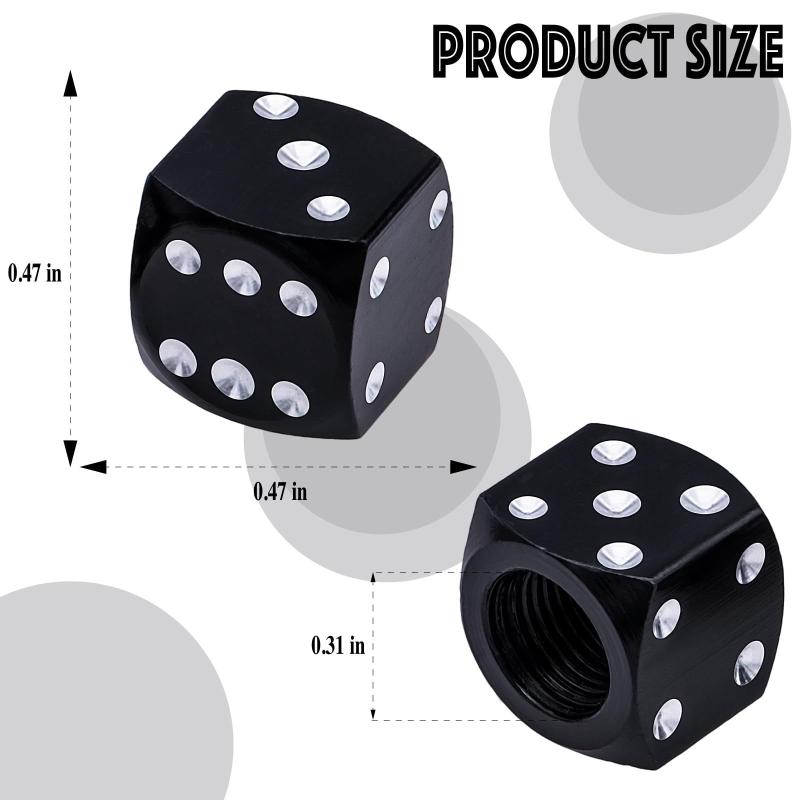4Pcs Aluminum Alloy Tire Valve Caps Dice Wheel Stem Tyre Tire Wheel Stem Air Valve Dust Cover For Car Truck Motorcycle Bike