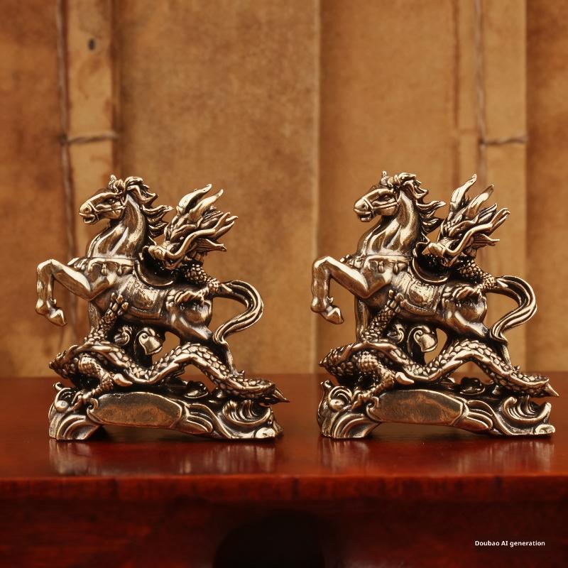 1 Stück Kind Reiten Home Office Schreibtischdekoration 2026 Jahr des Pferdes Messing Feng Shui Pferdefiguren Miniaturgeschenk