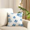 Elegant Blue Floral Cushion Cover Reversible Plush Pillow Cover Soft Fluffy Home Decor for Sofa Bedroom
