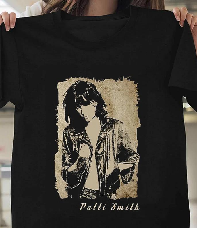 Patti Smith Regalo Para Fan En Gira Camiseta Unisex de Algodón Negra Talla Completa S-5XL