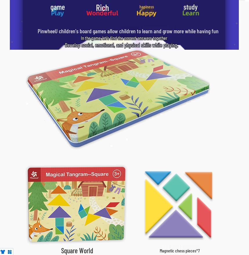

Magnetic Pinwheel Tangram Puzzle for Kids Early Education