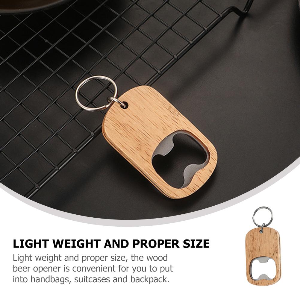 4 Pcs Easy Beer Bottle Opener Wooden Handle Bar Kitchen Accessories Party Favors Keychain Soda Lid Manual Bottle Opener Remover