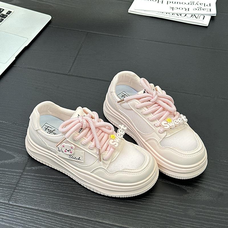 9 Spring little white shoes new mesh female students thick-soled heightening sports board shoes casual