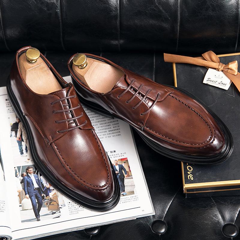 

Men s casual leather shoes large size new lace-up leather shoes business dress shoes British style groom wedding shoes 46