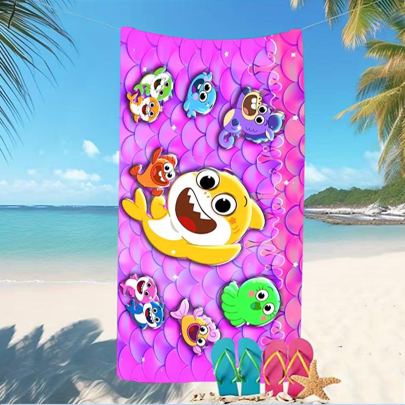Beach Towel with B-Baby Shark Pattern - soft,absorbent,machine washable Lightweight&Modern,swimming,Travel Essentials