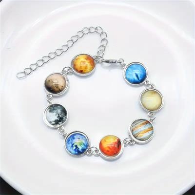 Galactic Charm Bracelet The Eight Planets In The Solar System Inspired Fashionable Jewelry Amateur Astronomer Gift for Women Girls