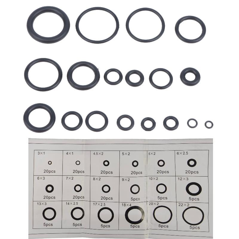225Pcs O Ring Kit Durable Rubber Sealing Rings Oil Water Resistant Multi Sizes for Industrial Auto Repair