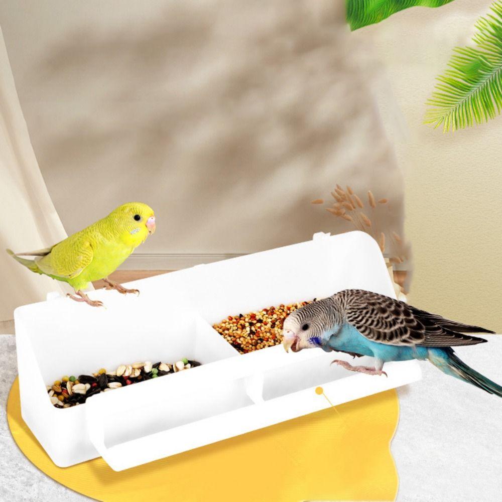

White Birds Water Hanging Bowl Plastic Parrot Water Drinker Parakeet Feeder Box Bird Cage белый
