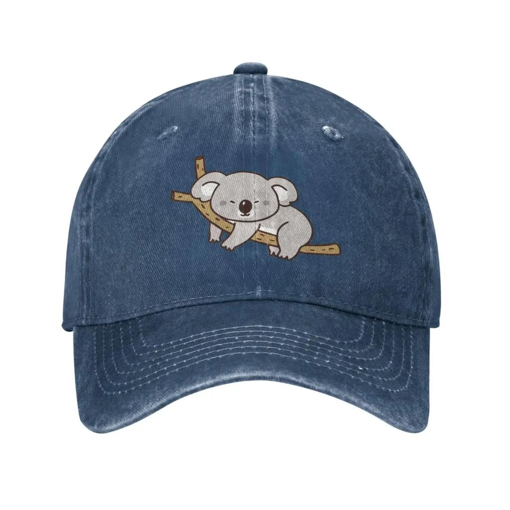Cartoon Koala Vintage Adjustable Washed Denim Cotton Low Profile Dad Trucker Hat Black Fitted Baseball Ball Cap for Men Unisex