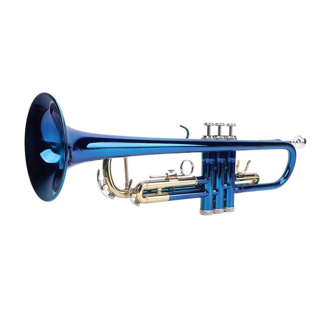 Bb Standard Trumpet Blue Color Copper Gold Keys Beginner Trumpet for Performance and Practice