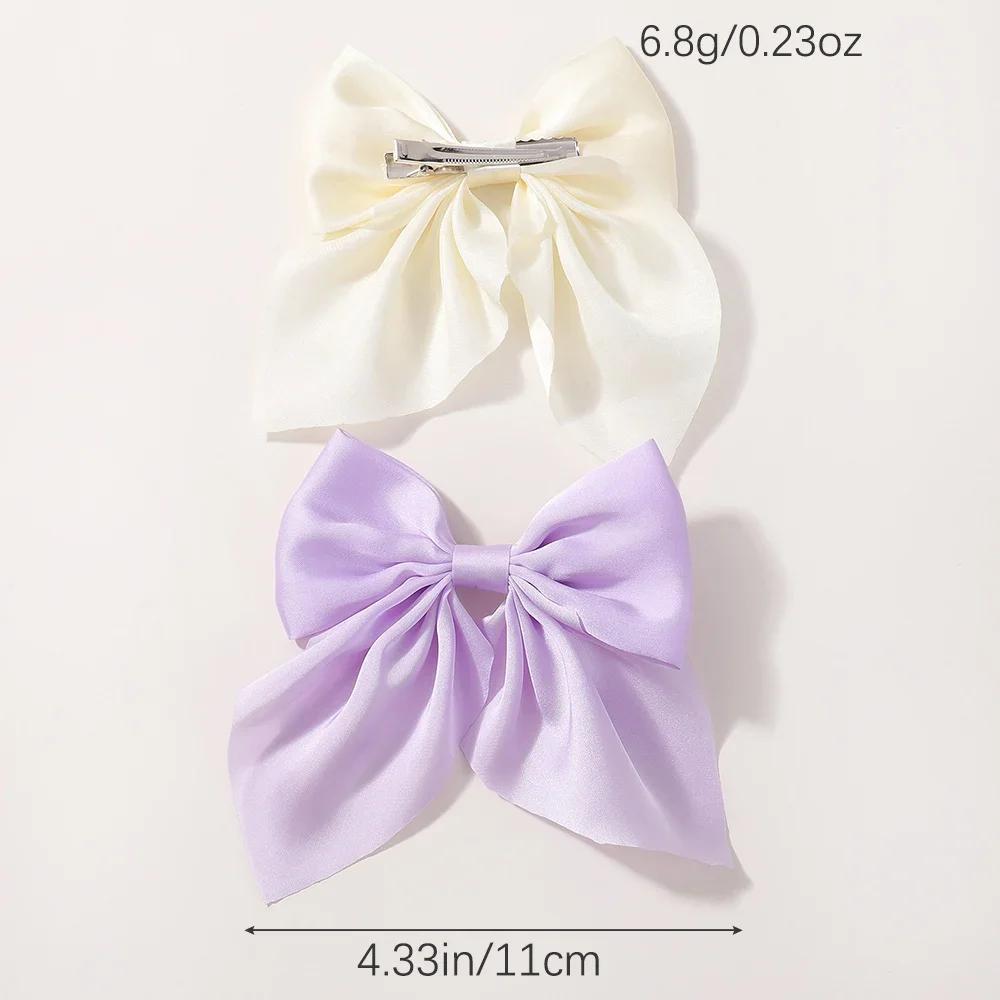 BABY BOWS 4Pcs/lot Solid Bowknot Hair Clips for Women Girls Ribbon Hairpins Handmade Barrettes Headwear Hair Accessories Set