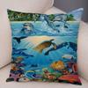 Schildpad Haai Dolfijn Dier Kussensloop Decor Onderwater Wereld Kussenhoes Zachte Pluche Kussensloop voor Bank Huis Auto ,(14)