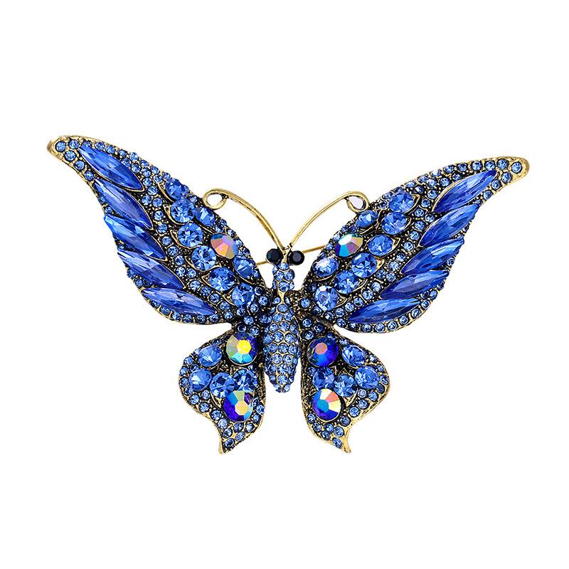 Exquisite European & American Crystal Butterfly Brooch Pin with Classic Shoe Buckle Design
