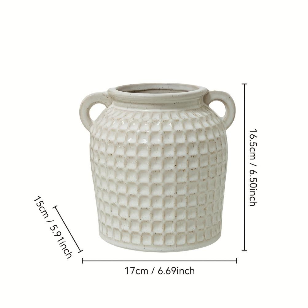 Vintage Ceramic Double Ear Storage Jar Multi Functional Storage Container Decorative Vases Kitchen Dining Room Container
