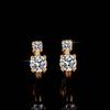 Genuine S925 Sterling Silver Double Diamond Moissanite Earrings Plated In 18K White Gold - Light Luxury Cold Style Hoops & Studs