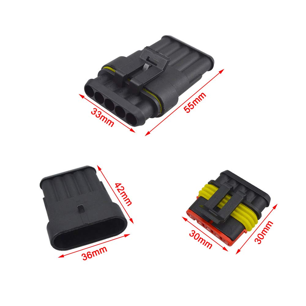 FULARR® 8 Sets Premium 5 Pin Car Waterproof Electrical Wire Connector Plug, Car Waterproof