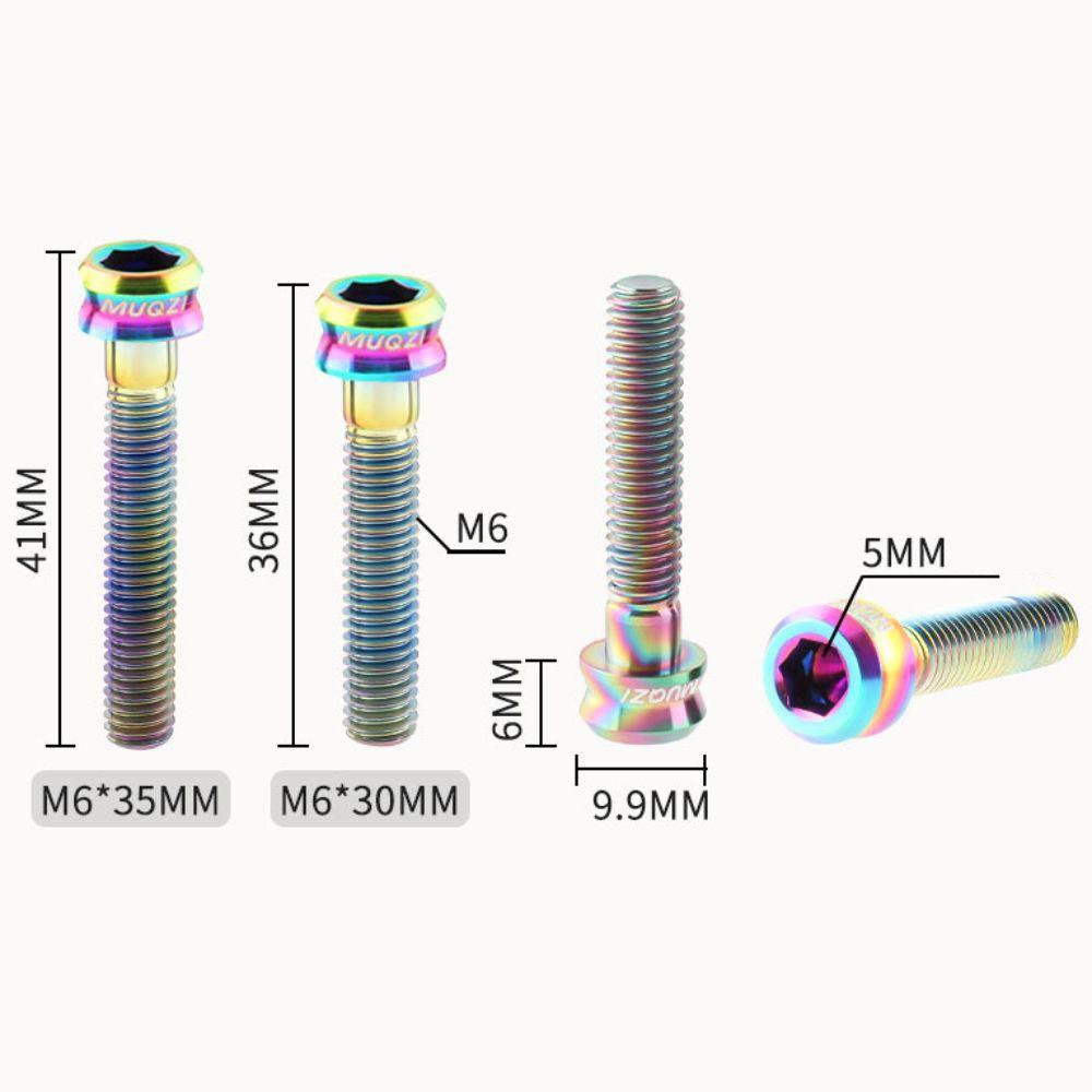 Titanium Zinc Zinc Alloy Bicycle Stem Top Cap Screw M6x30/35mm Bicycle Headset Cover Screws Road Bikes