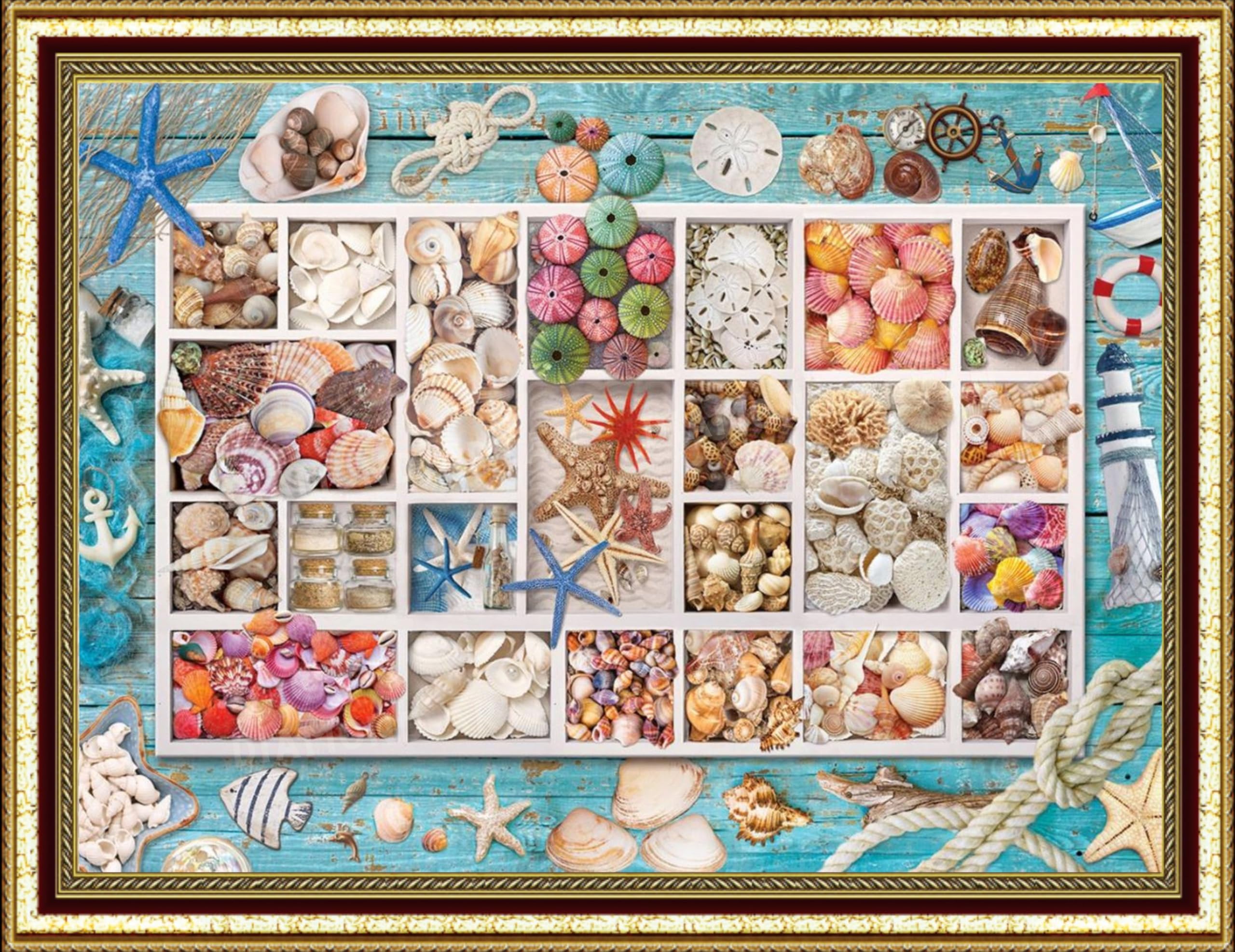 

Art Framed Print 42 x 60cm A2 Square Beads Handmade Kit Seashell Collection AN-diaartDiamond - Beginner-Friendly AM-563