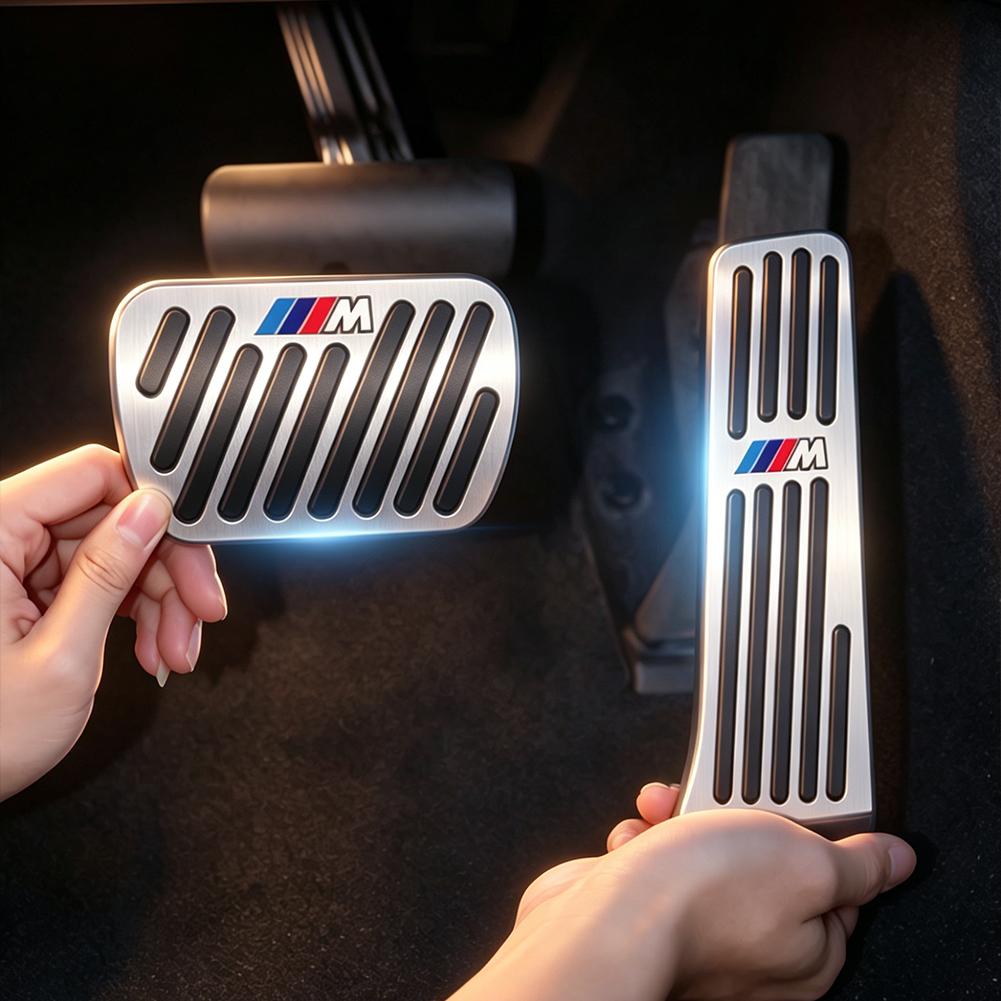 ZWVP7 Upgrade Foot Pedal Pads Non-slip Accelerator Brake Rest Performance Aluminum Mats Accessories For BMW E90 G80 M3 G30 M5 F82 F83