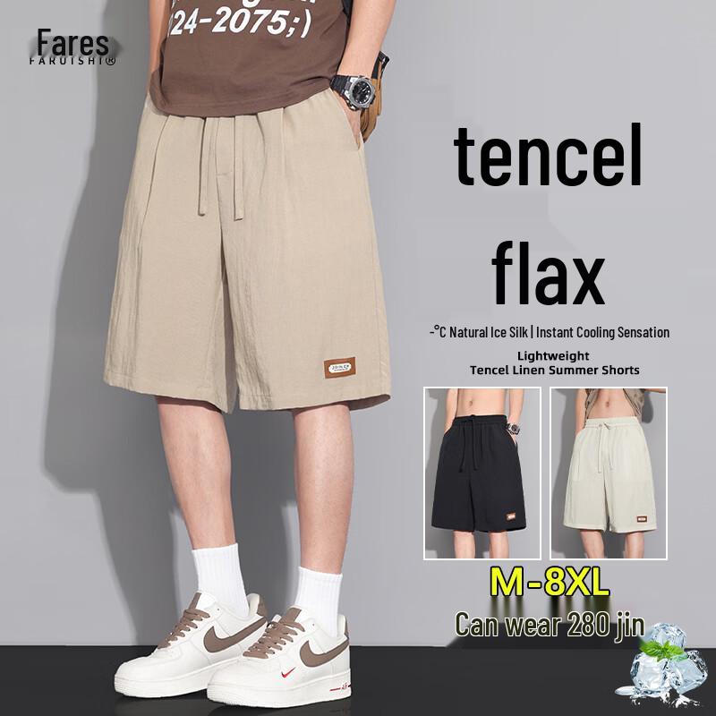 FARUISHI Men s Summer Linen Blend Shorts 7XL