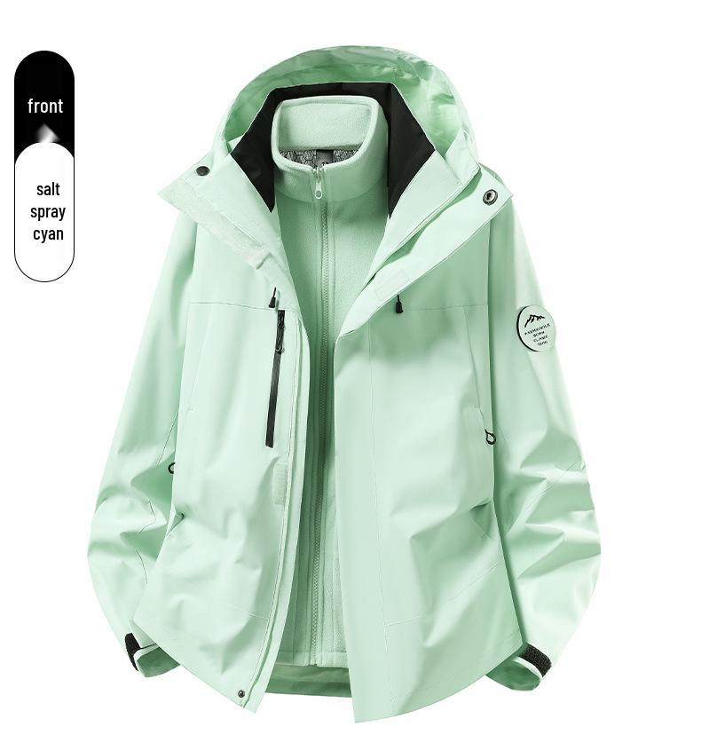 Camel Unisex 3-in-1 Mountaineering Jacket: Graphene-Lined, Windproof, Waterproof, and Warm, New Style, Two-Piece Set.