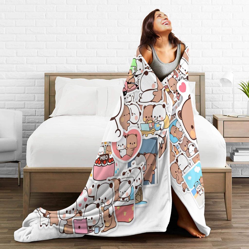 Bubu & Dudu Collage Soft Comfy Blanket Funny Travel Office Bedding Throws Couch Bed Flannel Bedspread Sofa Bed Cover